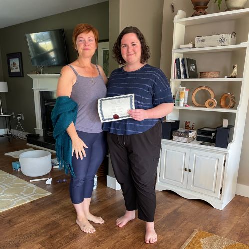 Katie receives her Reiki certificate